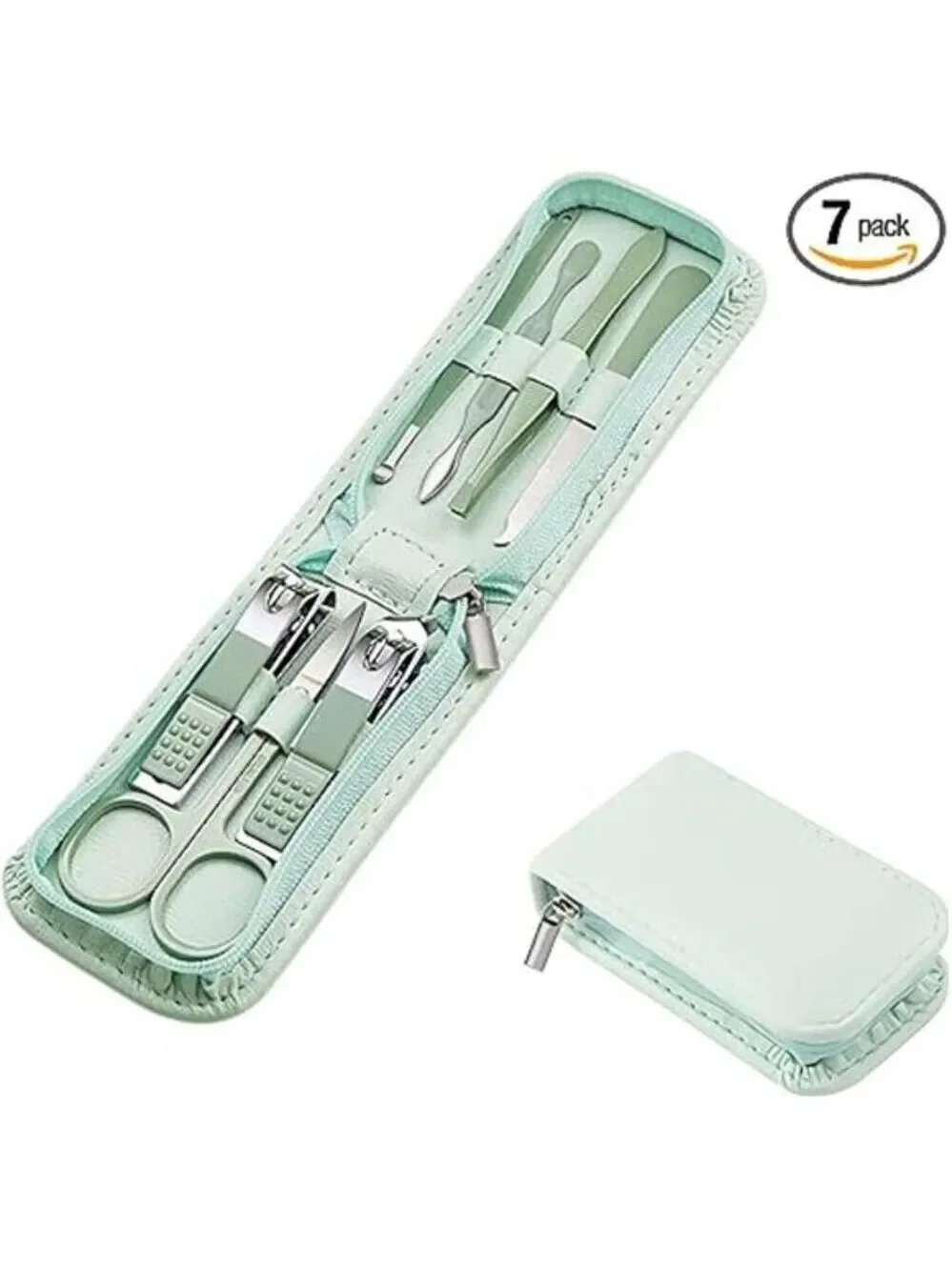 Travel Manicure Set 7 Piece Nail Clippers Pedicure Kit Stainless Steel Grooming